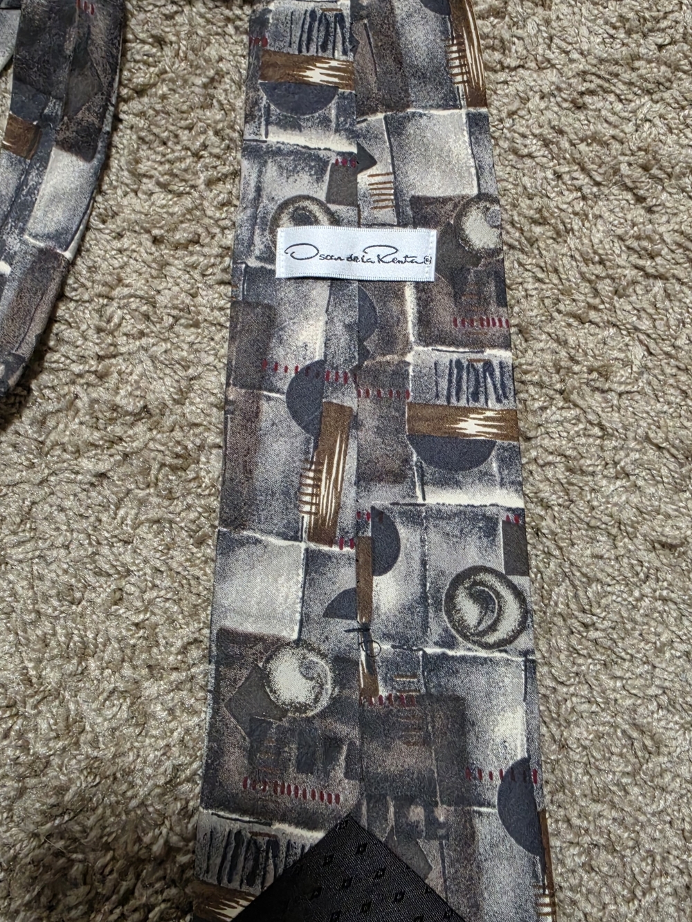 Oscar de la Rente Abstract Pattern Gray Tie - Picture 3 of 3